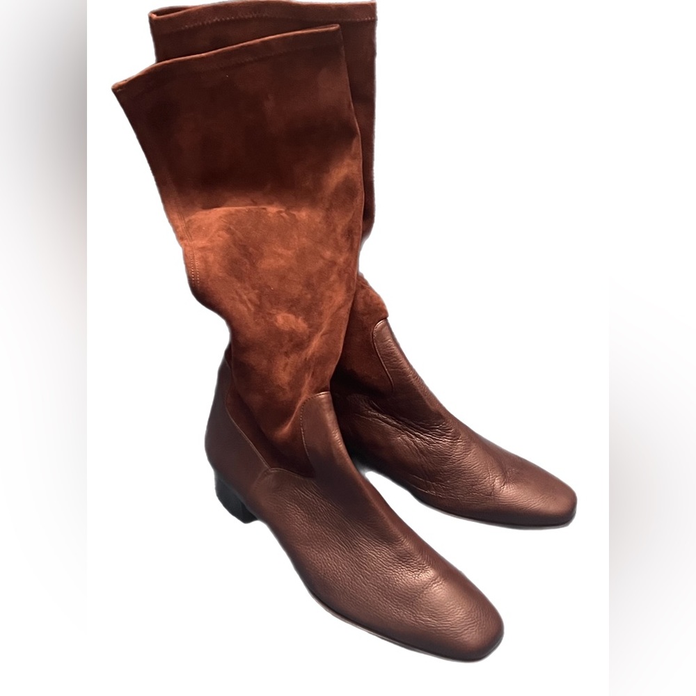 NWOB Cole Haan Collection Chocolate Brown Leather Suede Calf Boots Women Size 8B